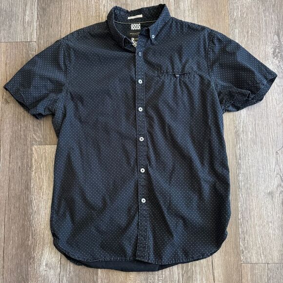 Denim & Flower Other - Denim & Flower Men's Black Short Sleeve Shirt w/ White Dots 100% Cotton